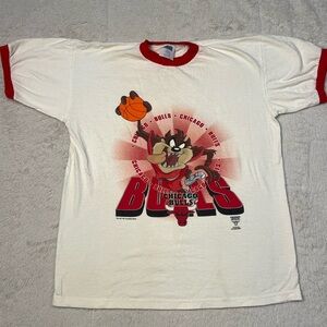 Vintage 90s CSA NBA Chicago Bulls Warner Bros Looney Tunes Taz T Shirt Youth L